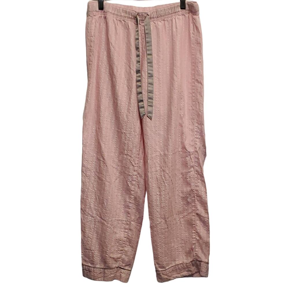 Victoria's Secret Elastic Waist Pink & Silver Pin Stripe Pull on Pajama Pants M